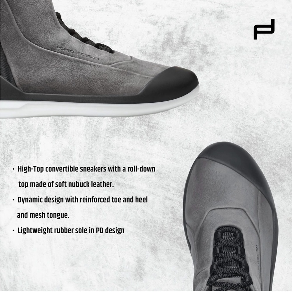 NIB Porsche Design Traveller Boot High Top Sneakers In Gray Nubuck Leather - Picture 3 of 10